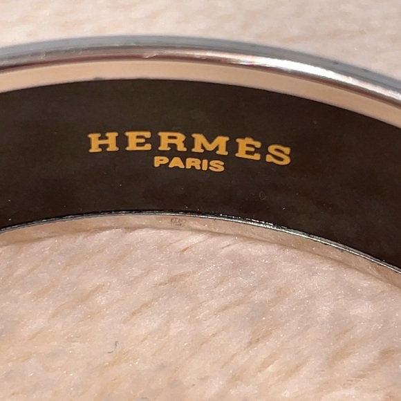 Hermes Enameled GM Bangle SV Elephant Pattern Orange W/Box - Picture 8 of 9